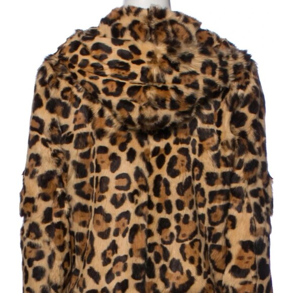 DESIGNER RTA ANIMAL PRINT RABBIT FUR HOODED LONG SLEEVE MIDI LENGTH SIZE XSMALL - Picture 10 of 16